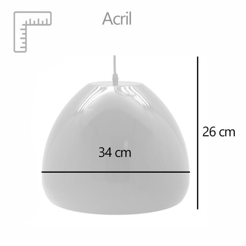 Medidas. Lámpara de acrílico colgante, semiesfera - Acril