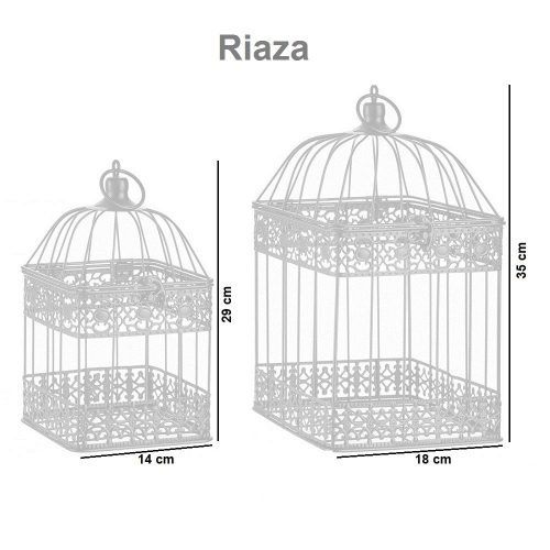 Dúo de jaulas metálicas cuadradas diseño de orlas decorativas Medidas - Riaza