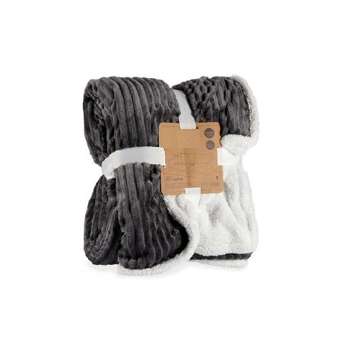 Envoltorio Manta cálida bicolor de tela acanalada ideal para días fríos. Gris oscuro – Flocon
