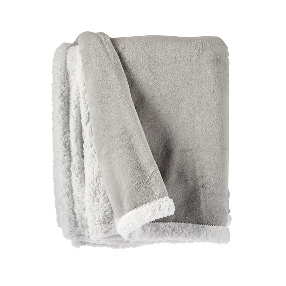 Manta cálida, suave y lanosa, 130 x 170 cm, para invierno - Claus Gris claro-Blanco