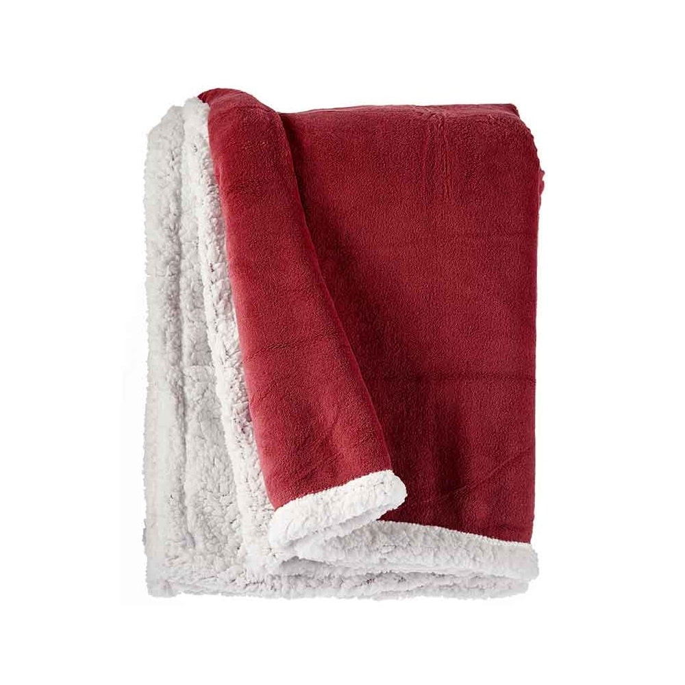 Manta cálida, suave y lanosa, 130 x 170 cm, para invierno - Claus Rojo-Blanco