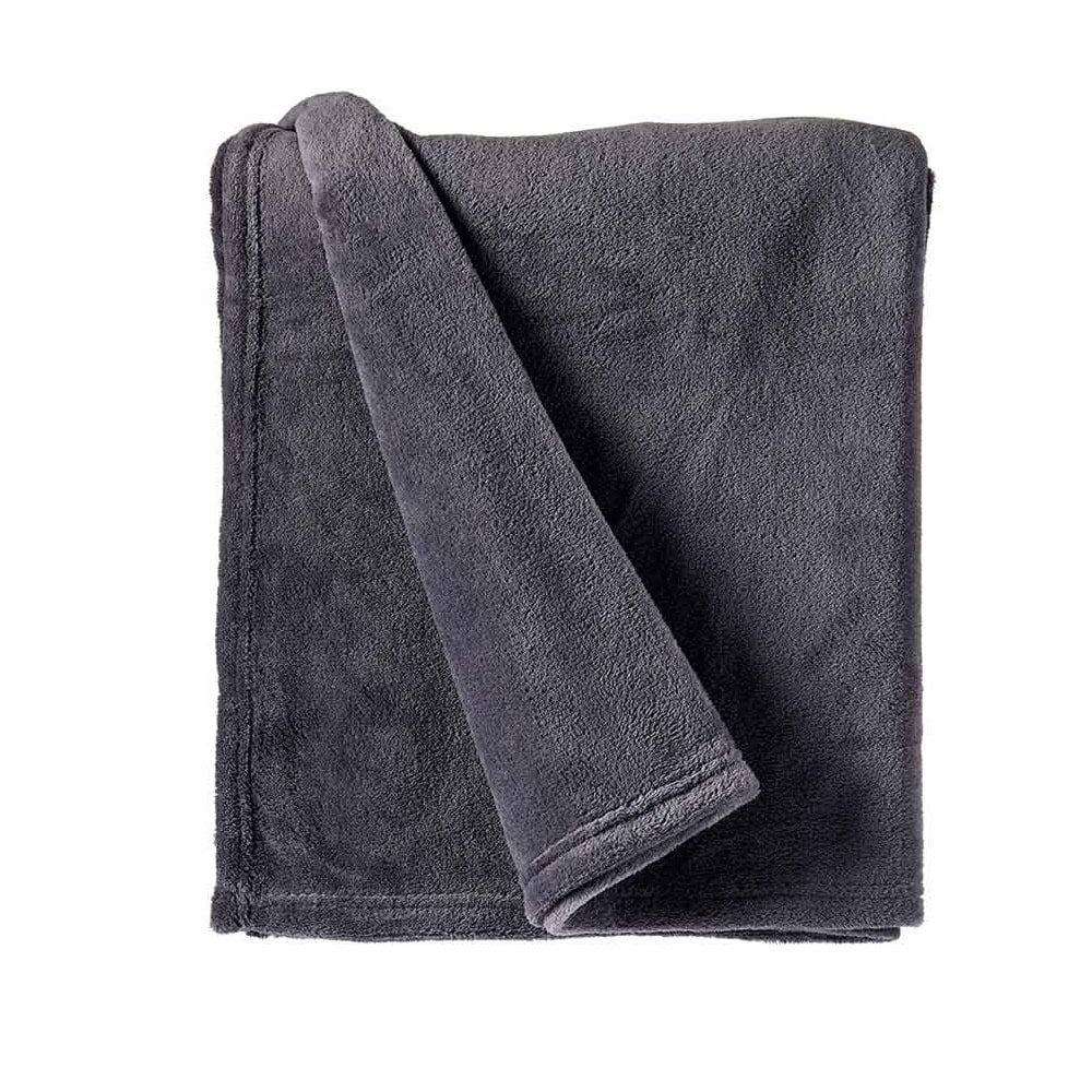Manta suave de poliéster ideal para sofá o cama de 125 x 150 cm - Torla Gris oscuro