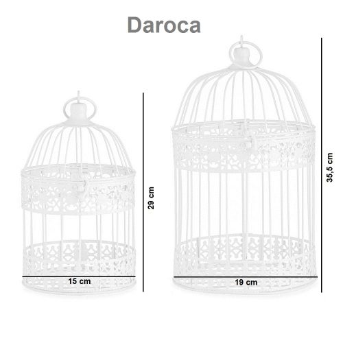 Set de 2 jaulas crema redondas de metal con orlas decorativas. Medidas - Daroca