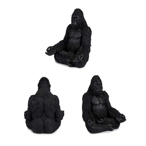 Angulos. Gorila sentado en posición de loto, meditando, de resina negro – Bwindi