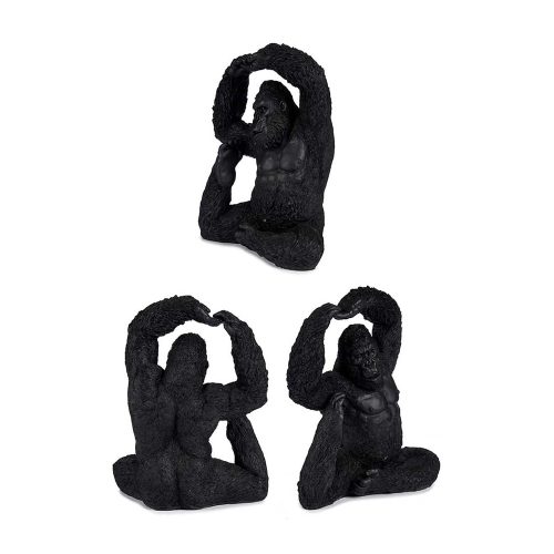Angulos. Gorila sentado en posición de yoga, con pie y manos levantadas negro – Bwindi