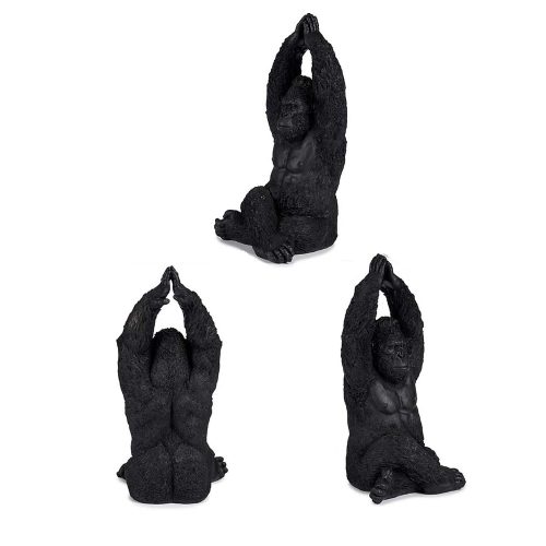 Angulos. Gorila sentado piernas cruzadas, brazos estirados hacia arriba negro – Bwindi