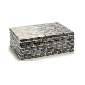 Caja rectangular de nácar y madera, 2 tonalidades, gris - Abadia