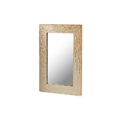 Espejo rectangular, hecho de nácar y aglomerado, dos tonos beige - Abejuela