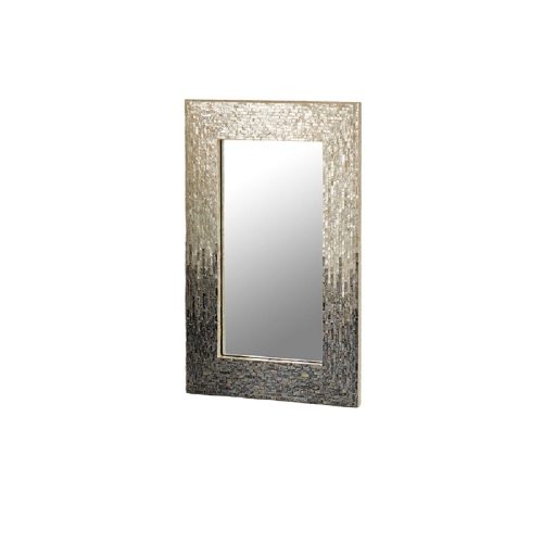 Espejo rectangular, hecho de nácar y aglomerado, dos tonos gris - Abejuela