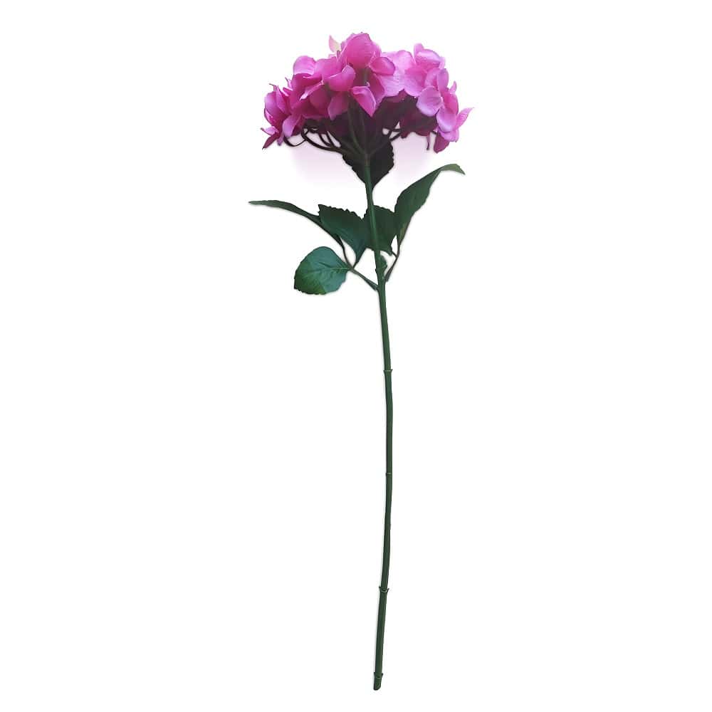 Flor hortensia artificial, morado, tallo y hojas verdes, 70 cm - Ranon 21 x 15 x 70 cm Morado