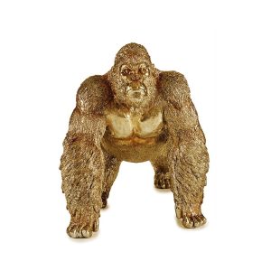 Gorila apoyado en sus 4 extremidades, andando, de resina dorado – Bwindi