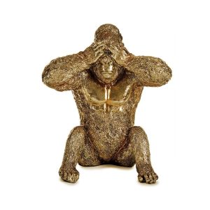 Gorila pequeño sentado, con los ojos cubiertos con sus manos dorado – Bwindi