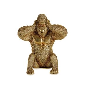 Gorila pequeño sentado, cubriendo los oídos con sus manos dorado – Bwindi