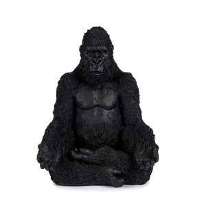 Gorila sentado en posición de loto, meditando, de resina negro – Bwindi