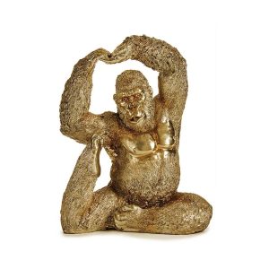 Gorila sentado en posición de yoga, con pie y manos levantadas dorado – Bwindi