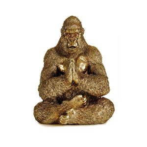 Gorila sentado orando, posición de yoga, piernas cruzadas dorado – Bwindi