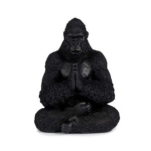 Gorila sentado orando, posición de yoga, piernas cruzadas negro – Bwindi