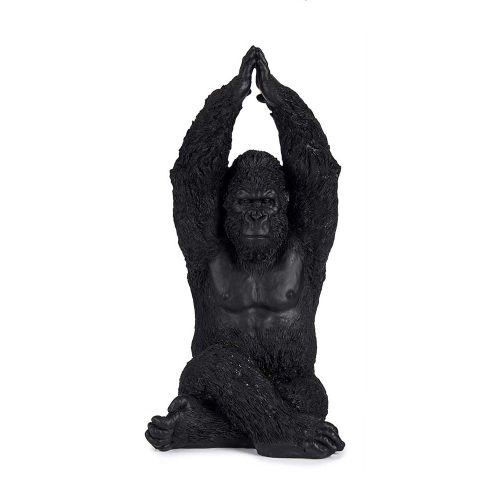 Gorila sentado piernas cruzadas, brazos estirados hacia arriba negro – Bwindi