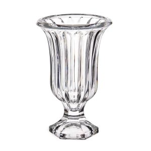Jarrón de cristal transparente, en forma de copa, diseño rayas - Maside