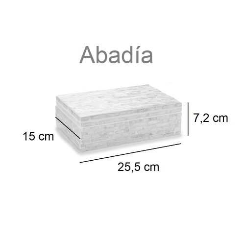 Medidas Caja rectangular de nácar y madera, 2 tonalidades - Abadia