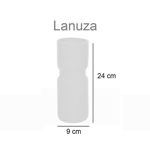 Medidas Jarron de ceramica cilindrico con detalles ondulados, color mostaza - Lanuza