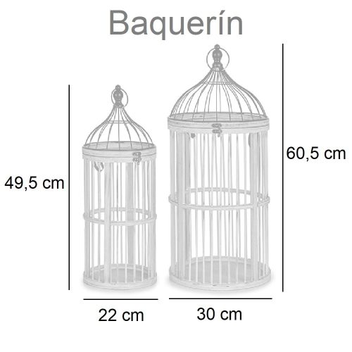Medidas Set de 2 jaulas de madera, grande, forma circular, cúpula cónica - Baquerín