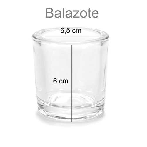 Medidas portavelas de cristal transparente, pequeño, cilíndrico, una vela - Balazote