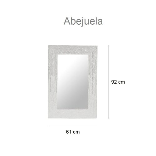 Medidas. Espejo rectangular, hecho de nácar y aglomerado, dos tonos - Abejuela