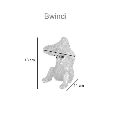Medidas. Gorila pequeño sentado, con los ojos cubiertos con sus manos – Bwindi