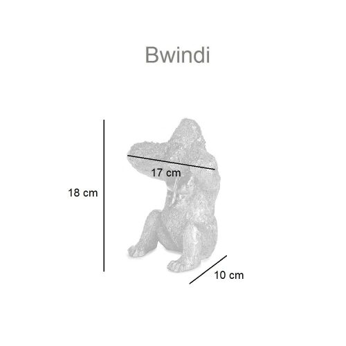 Medidas. Gorila pequeño sentado, cubriendo los oídos con sus manos – Bwindi