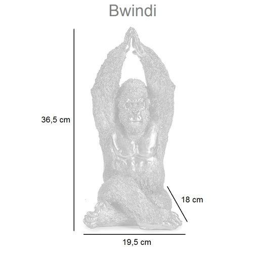 Medidas. Gorila sentado piernas cruzadas, brazos estirados hacia arriba – Bwindi