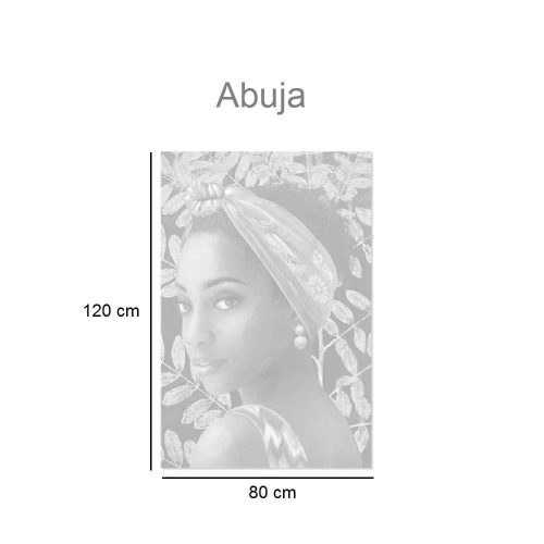 Medidas. Lienzo retrato mujer africana, perfil de espalda, pañuelo y aretes. - Abuja