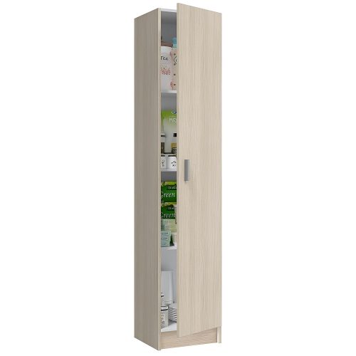 Armario de una puerta, multiuso, 3 estantes de altura regulable, lleno roble - Alatoz