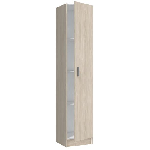 Armario de una puerta, multiuso, 3 estantes de altura regulable, vacío roble - Alatoz