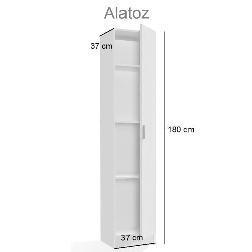 Medidas. Armario de una puerta, multiuso, 3 estantes de altura regulable - Alatoz