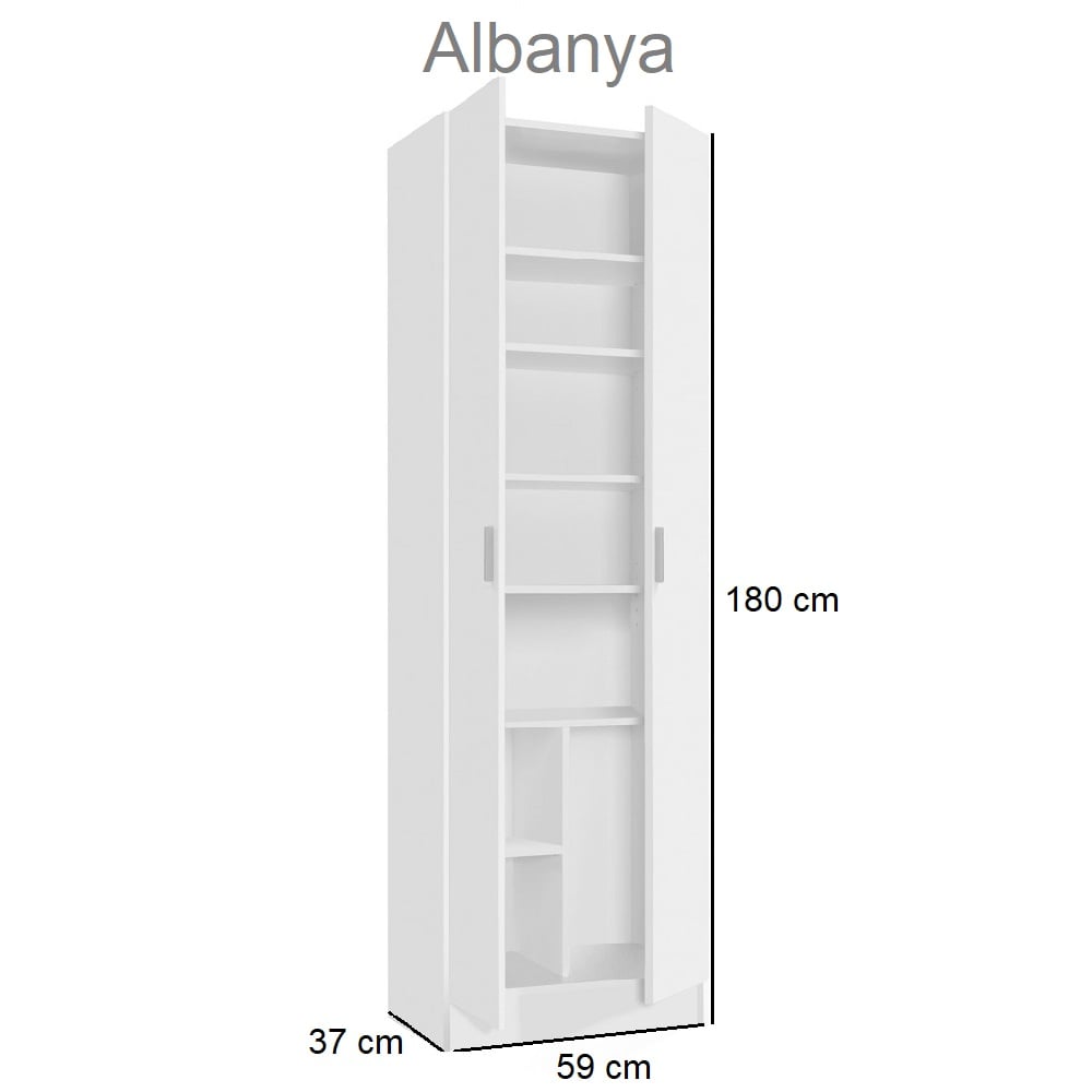 Armario dos puertas, multiuso, 5 baldas regulables en altura - Albanya -  MEBLERO