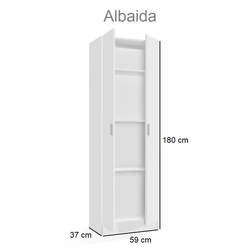 Armario multiuso, dos puertas, 3 estantes de altura regulable - Albaida -  MEBLERO