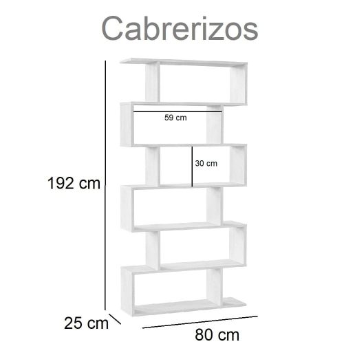 Medidas estanteria alta de 6 niveles y 6 baldas abiertas, asimétrico - Cabrerizos-