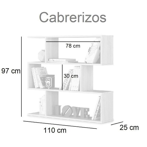 Medidas estanteria baja de 3 niveles y 3 estantes, asimétrico poco profundos - Cabrerizos