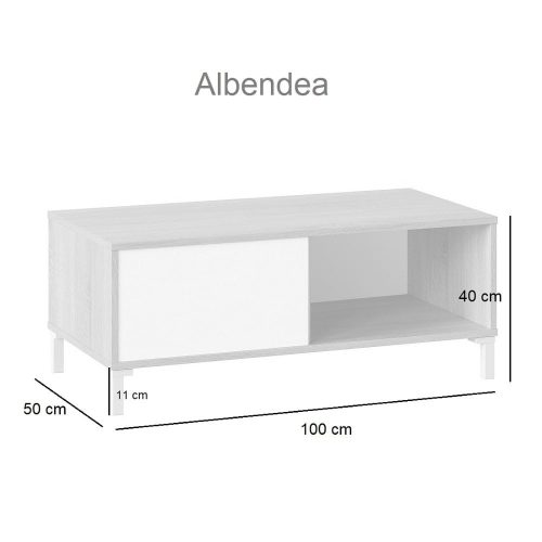 Medidas. Mesa de centro, 2 compartimientos para almacenaje, 4 patas, bicolor - Albendea