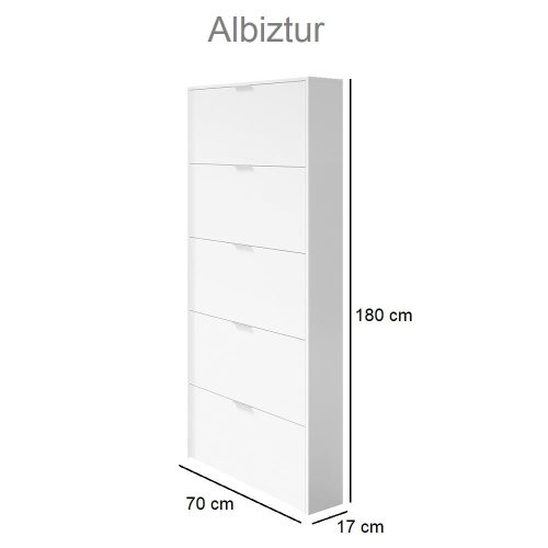 Medidas. Zapatero alto, 180 cm, 5 puertas abatibles poco profundas, 15 pares – Albiztur