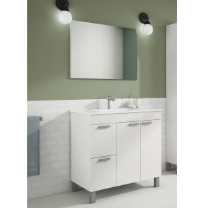 2-Drawer, 2-Door Cabinet, Sink, Mirror, 80 cm - Alcanar