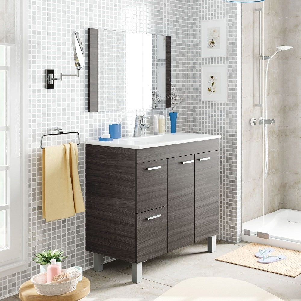 Armario de baño para colgar con espejos, 2 puertas, 60 cm