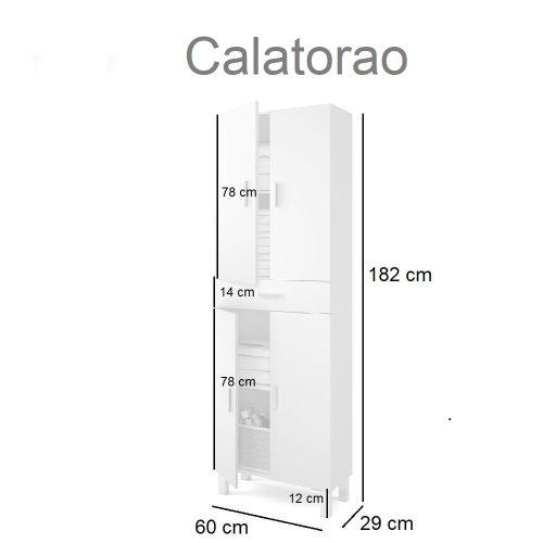 Medidas columna de baño con patas altas en aluminio, cuatro puertas y un cajon - Calatorao