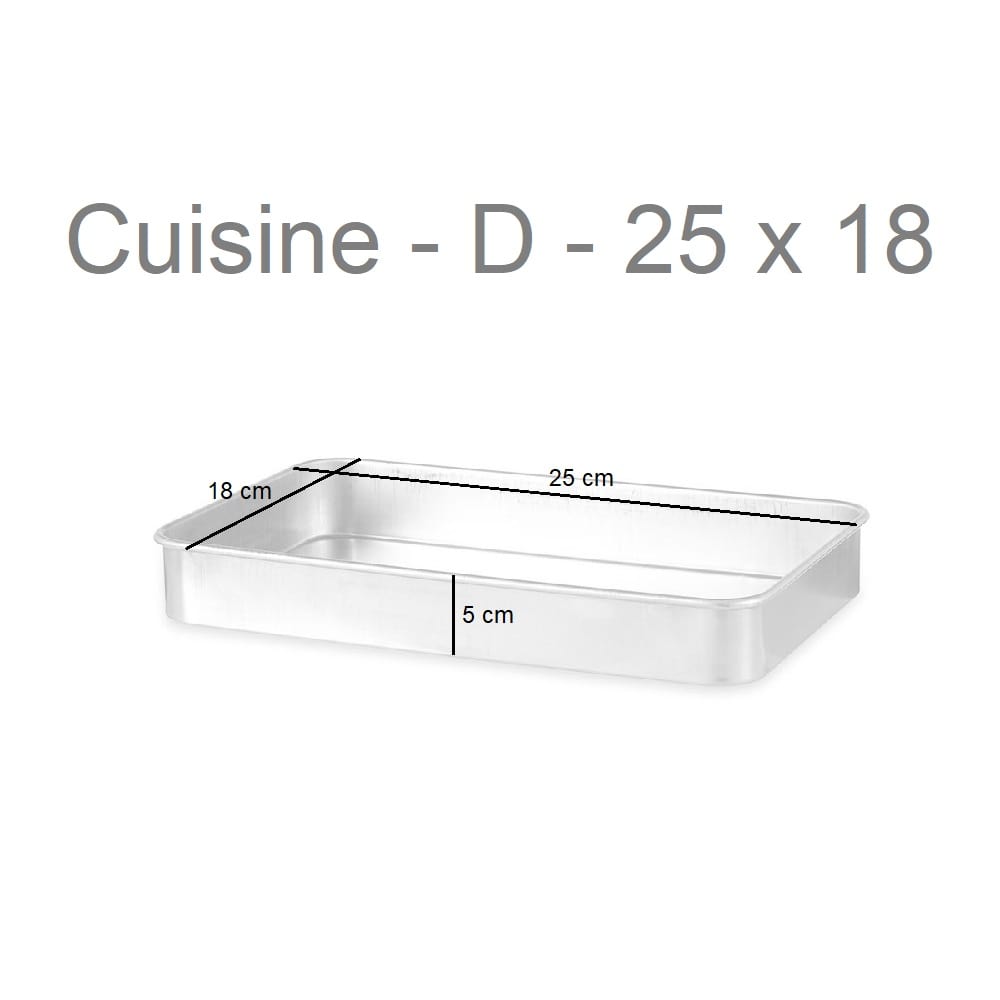 Rustidera rectangular de aluminio puro para gas y horno, distintas medidas - Cuisine 25 x 18 cm