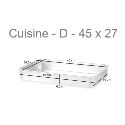 Medidas rustidera rectangular de aluminio puro para gas y horno, distintas medidas - Cuisine - D - 45 x 27