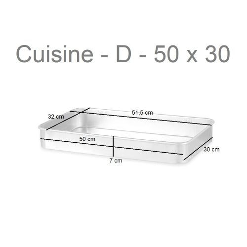 Medidas rustidera rectangular de aluminio puro para gas y horno, distintas medidas - Cuisine - D - 50 x 30