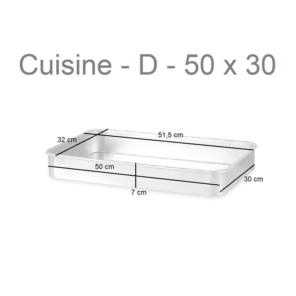 Rustidera rectangular de aluminio puro para gas y horno, distintas medidas - Cuisine 50 x 30 cm
