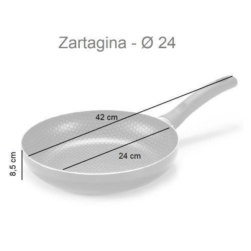 Medidas. Sartén aluminio antiadherente de inducción, color negro, distintos tamaños, 24 cm - Zartagina