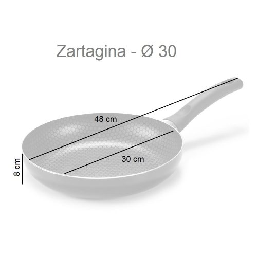 Medidas. Sartén aluminio antiadherente de inducción, color negro, distintos tamaños, 30 cm - Zartagina